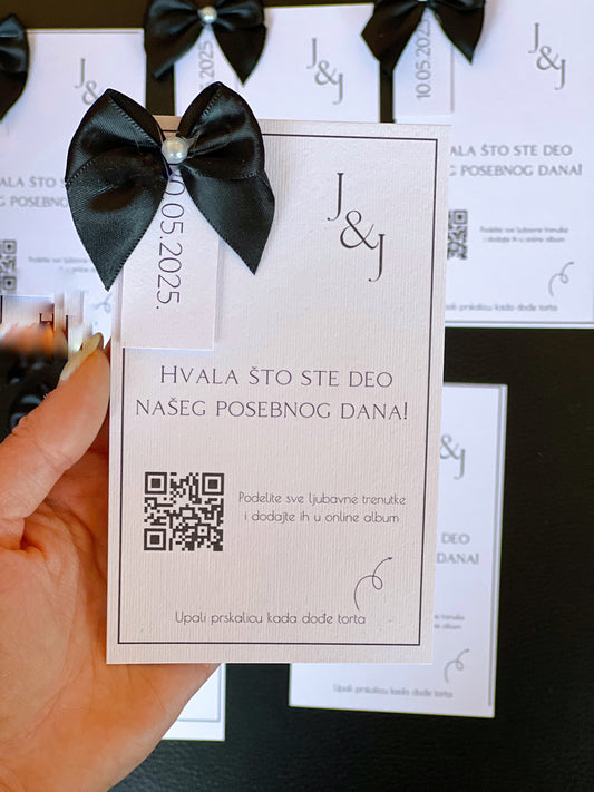 Zahvalnica sa prskalicom i QR kodom Bow