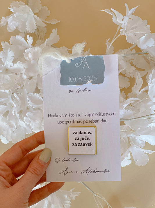Zahvalnica sa čokoladicom Elegance Blue