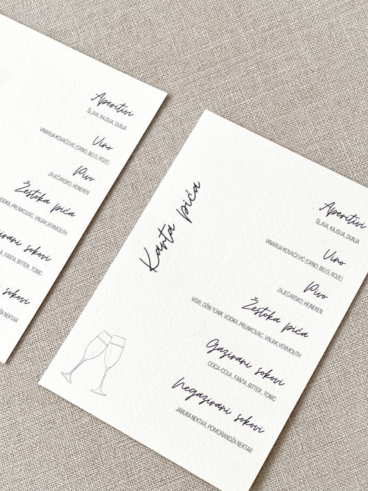 Karta pića - minimalist