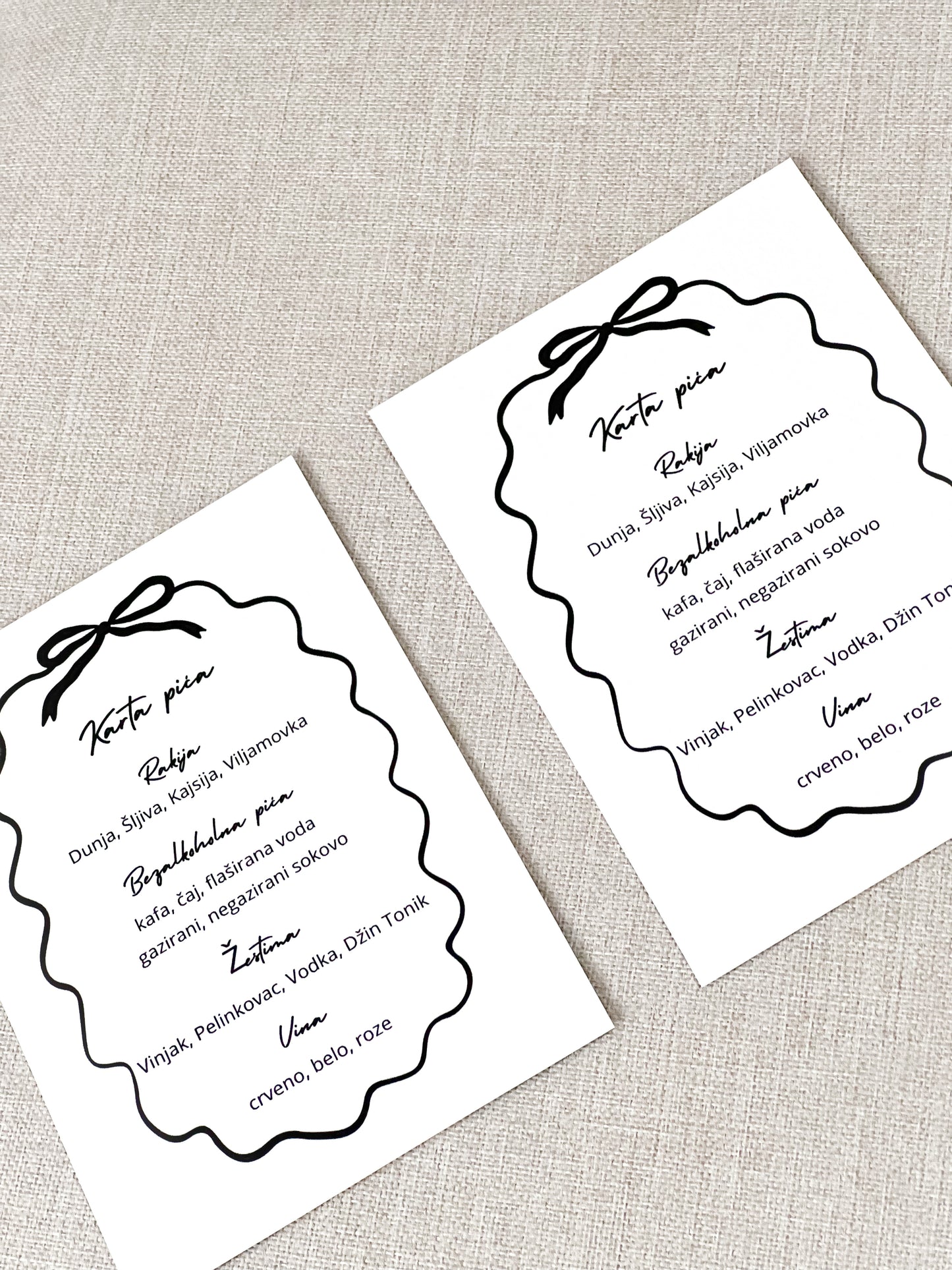 Karta pića - Elegance bow