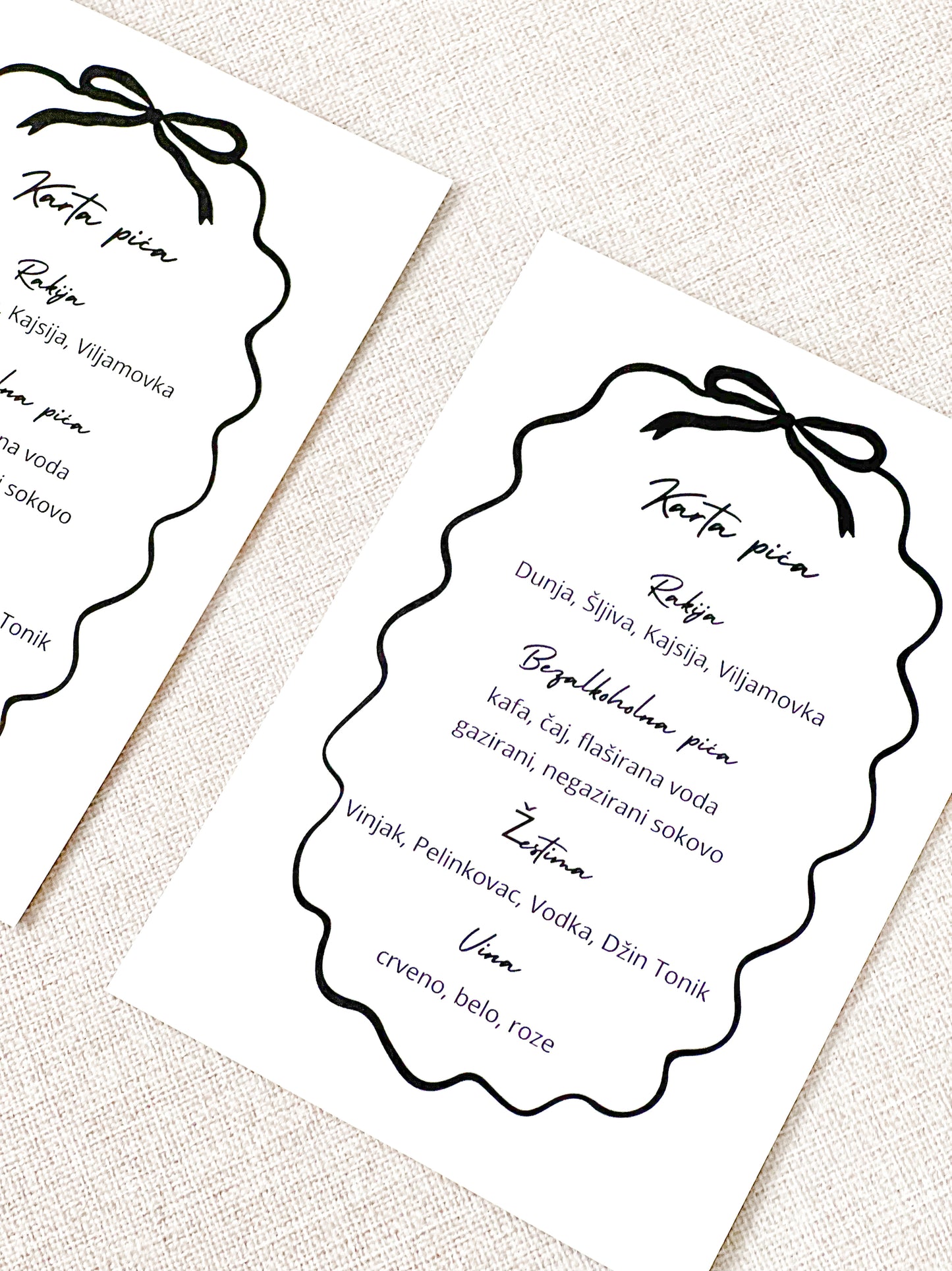 Karta pića - Elegance bow