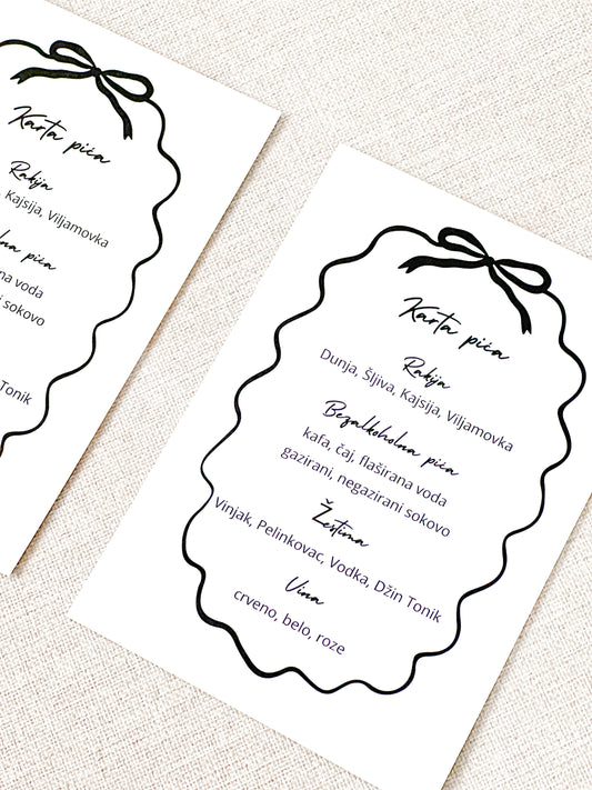 Karta pića - Elegance bow